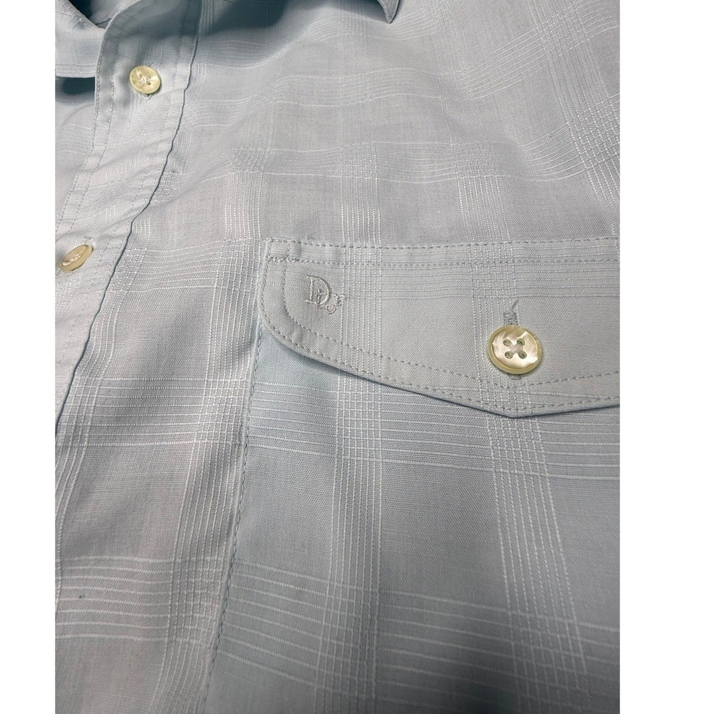 VTG Christian Dior Monsieur Powder Blue Long Sleeve Button Epaulets M Vintage - Picture 3 of 9